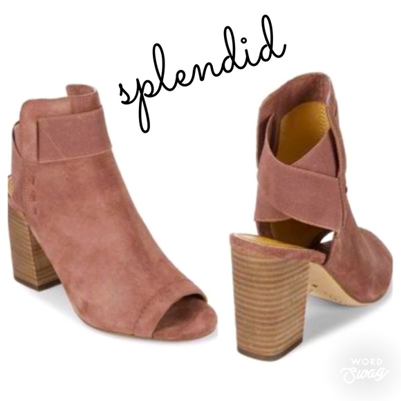 Splendid Daina Open Toe Brown Suede Booties Sz 10 - Picture 1 of 14